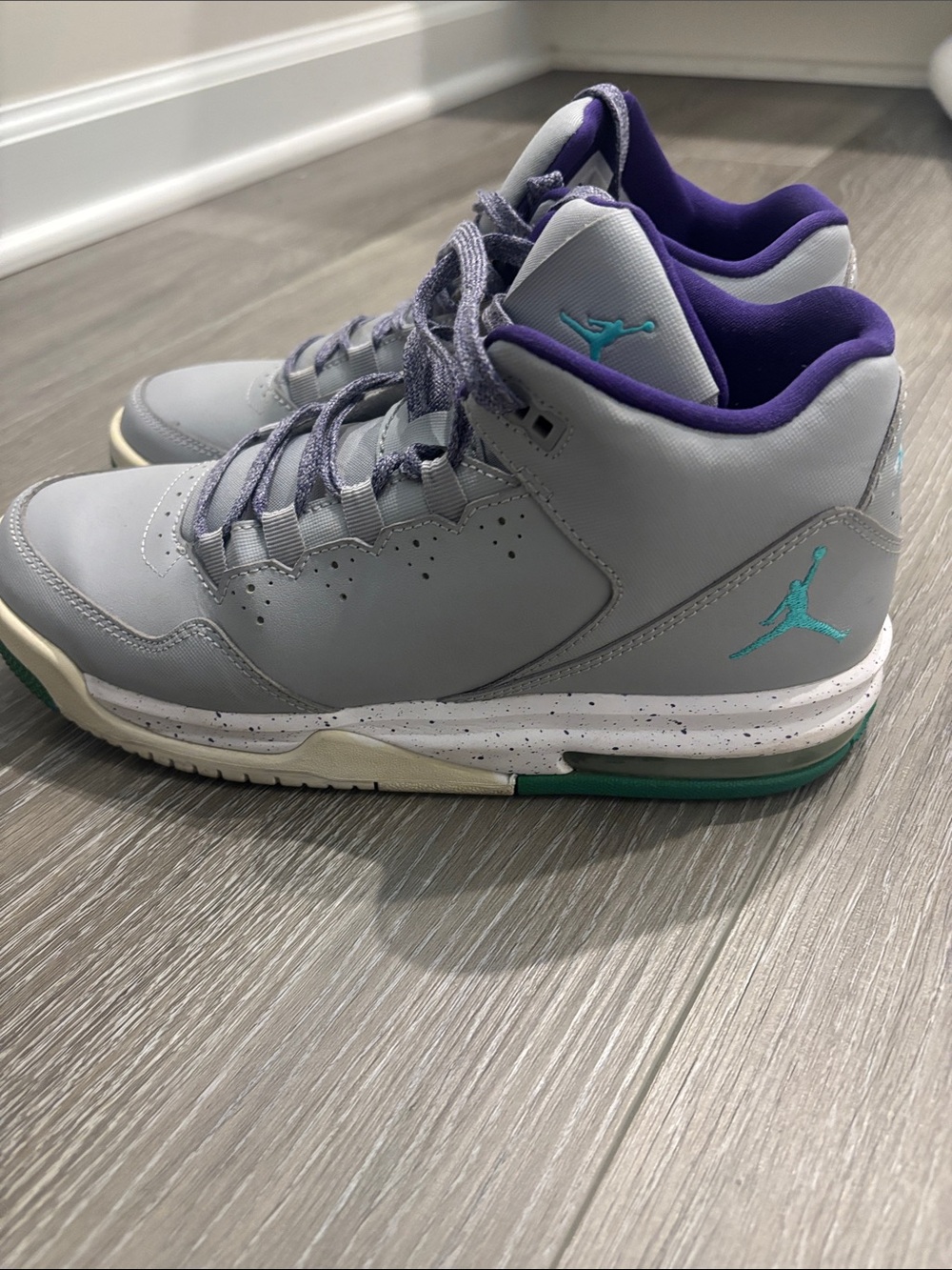 Jordan/Nike High-Top Sneakers in Gray and Purple